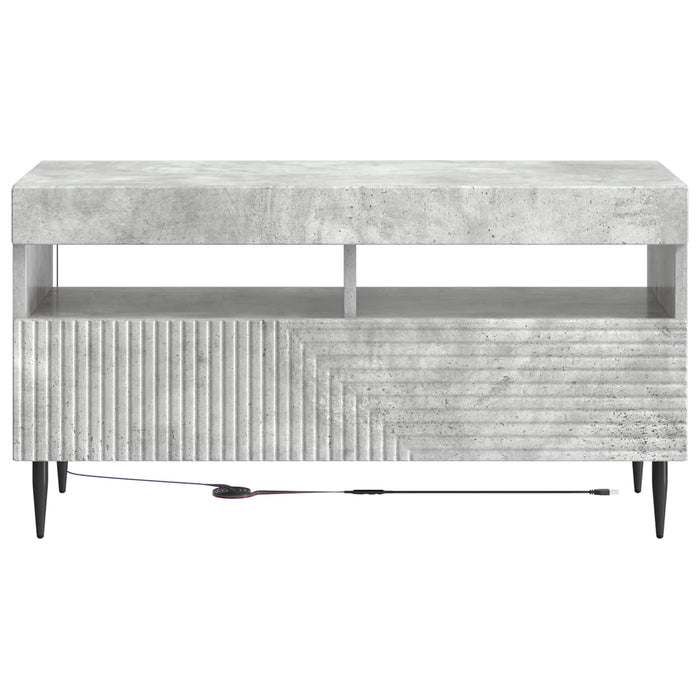 Cabinet TV cu LED Gri Beton Lemn prelucrat WALTI
