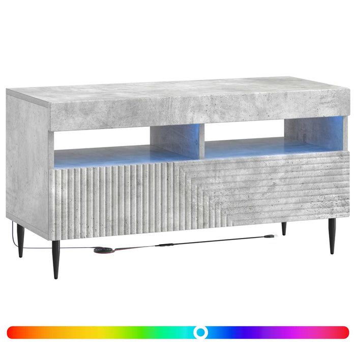 Cabinet TV cu LED Gri Beton Lemn prelucrat WALTI