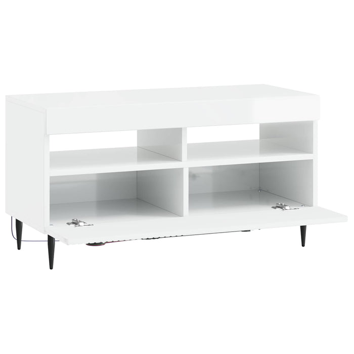 Cabinet TV cu LED Alb foarte lucios Lemn prelucrat WALTI