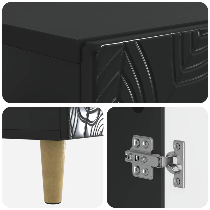 Cabinet de Baie cu Raft Deschis DELFT Negru 30 x 31 x 190 cm WALTI
