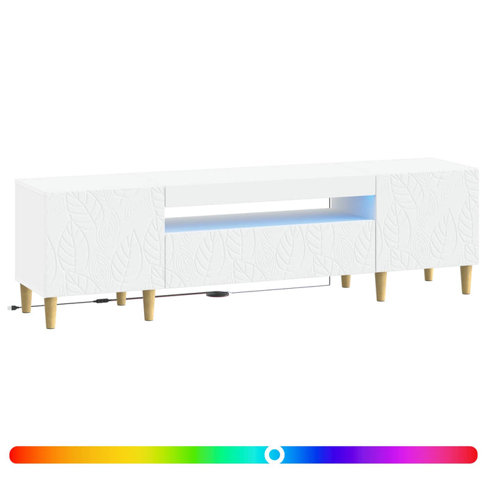 Cabinet TV cu LED Alb Lemn prelucrat WALTI