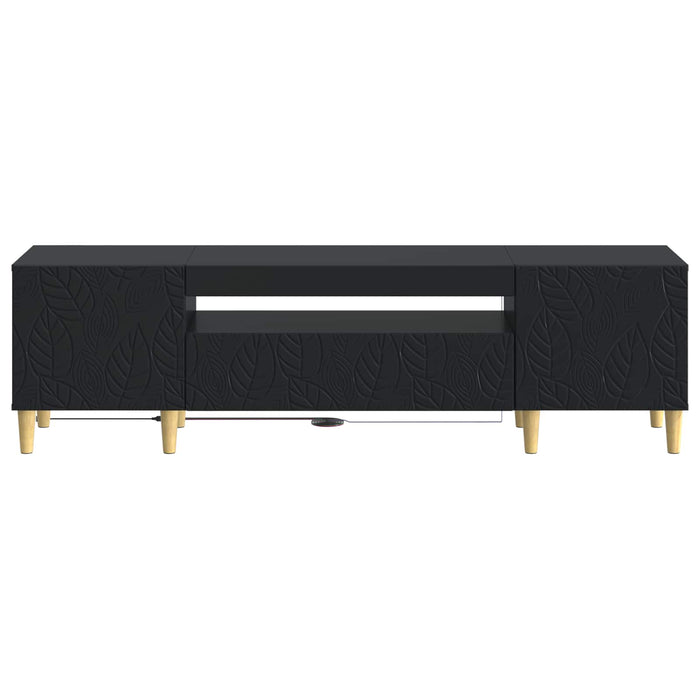 Cabinet TV cu LED Negru Lemn prelucrat WALTI