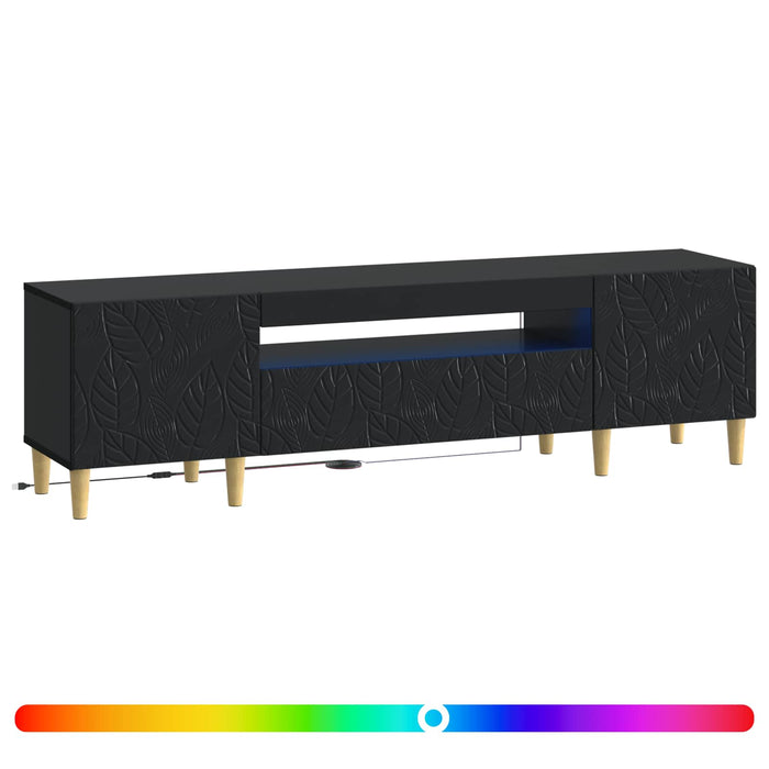 Cabinet TV cu LED Negru Lemn prelucrat WALTI