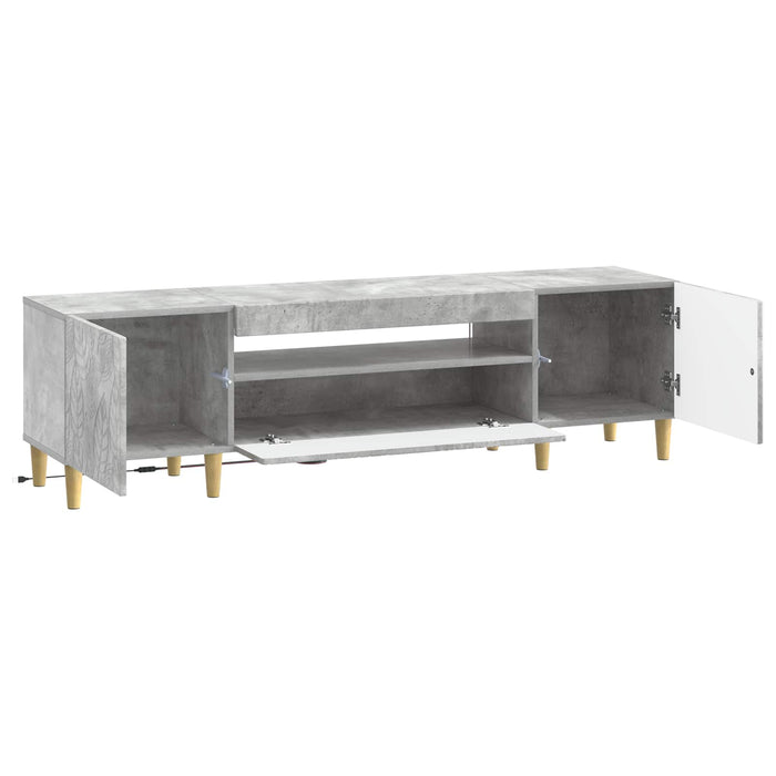 Cabinet TV cu LED Gri Beton Lemn prelucrat WALTI