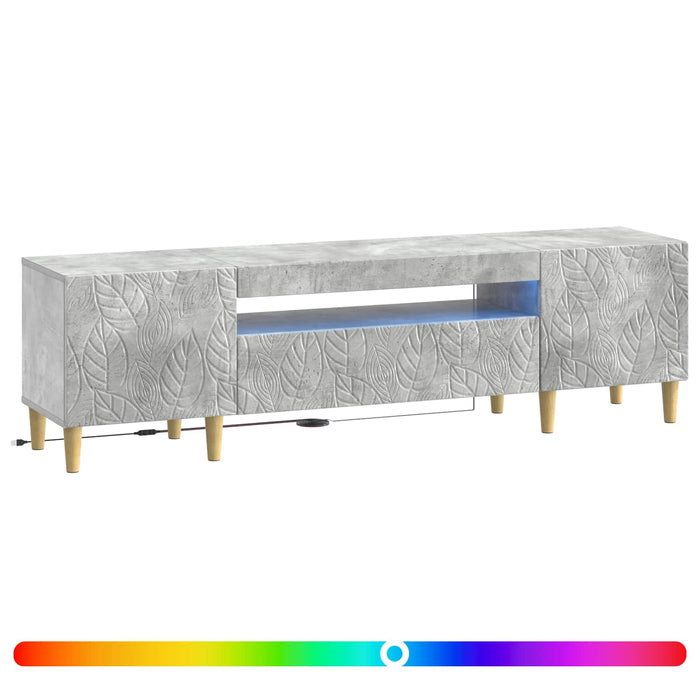Cabinet TV cu LED Gri Beton Lemn prelucrat WALTI
