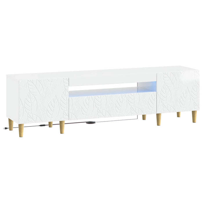 Cabinet TV cu LED Alb foarte lucios Lemn prelucrat WALTI
