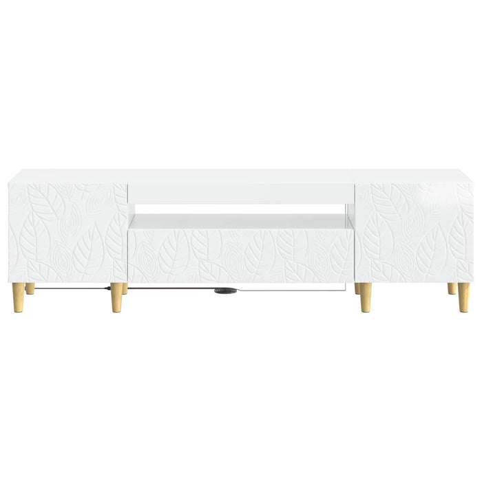 Cabinet TV cu LED Alb foarte lucios Lemn prelucrat WALTI
