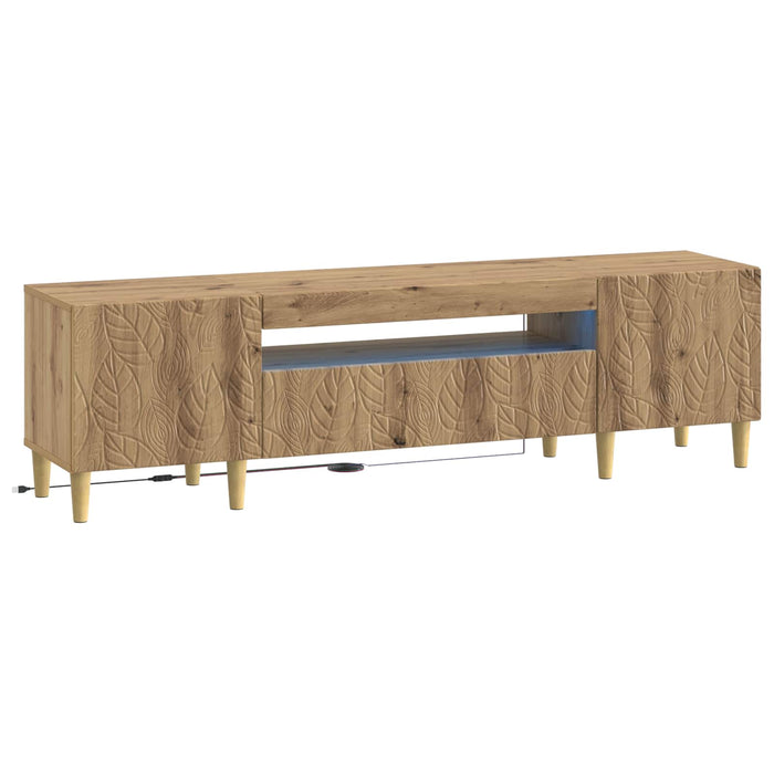 Cabinet TV cu LED Stejar Artizanal Lemn prelucrat WALTI