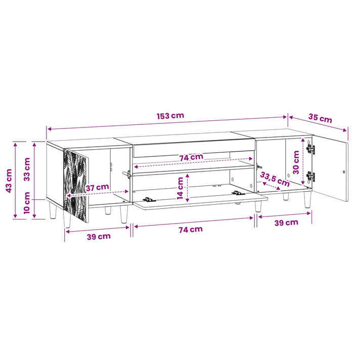 Cabinet TV cu LED Stejar Artizanal Lemn prelucrat WALTI