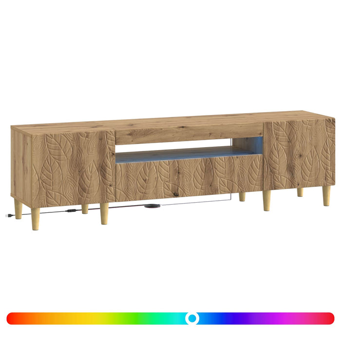 Cabinet TV cu LED Stejar Artizanal Lemn prelucrat WALTI