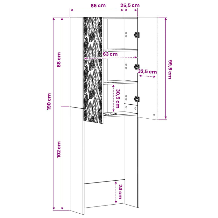 Dulap pentru toaletă DELFT Lemn vechi 66 x 25,5 x 190 cm WALTI