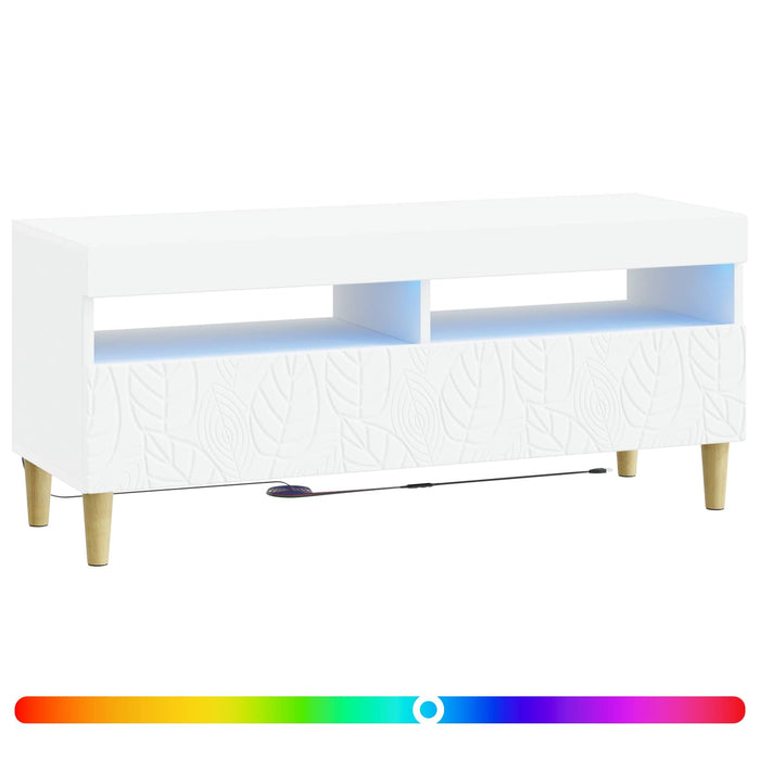 Cabinet TV cu LED Alb Lemn prelucrat WALTI