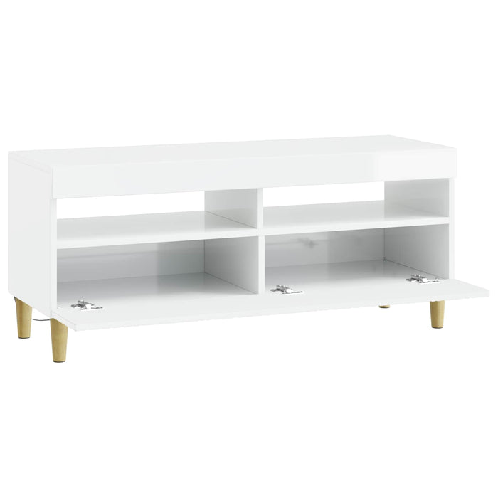 Cabinet TV cu LED Alb foarte lucios Lemn prelucrat WALTI