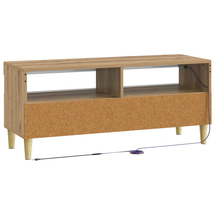 Cabinet TV cu LED Stejar Artizanal Lemn prelucrat WALTI