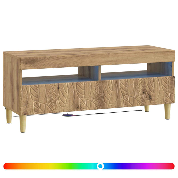 Cabinet TV cu LED Stejar Artizanal Lemn prelucrat WALTI