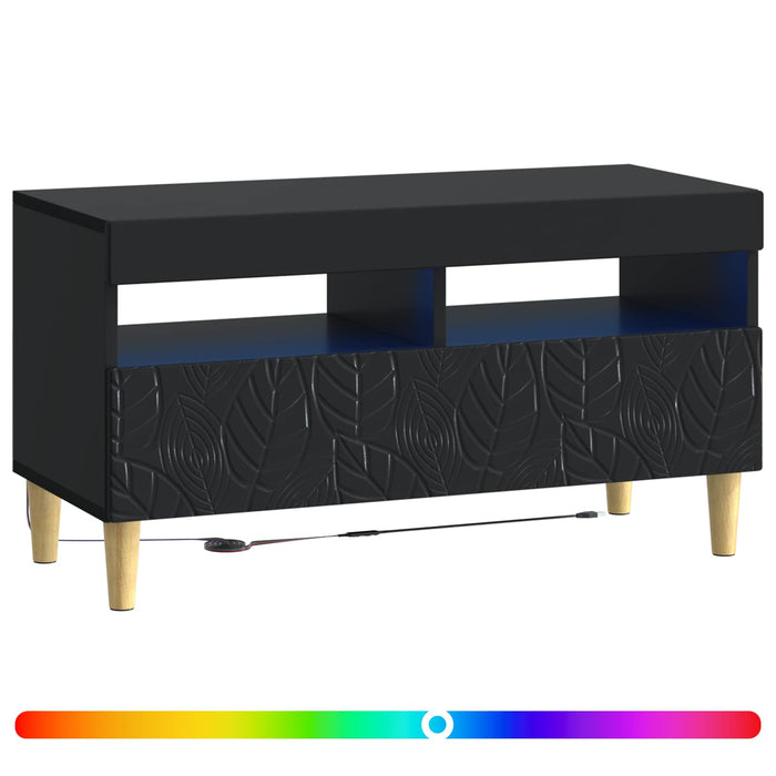 Cabinet TV cu LED Negru Lemn prelucrat WALTI
