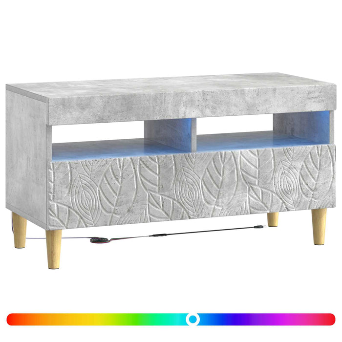 Cabinet TV cu LED Gri Beton Lemn prelucrat WALTI