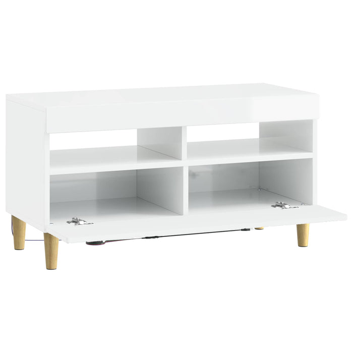 Cabinet TV cu LED Alb foarte lucios Lemn prelucrat WALTI