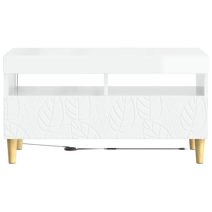 Cabinet TV cu LED Alb foarte lucios Lemn prelucrat WALTI