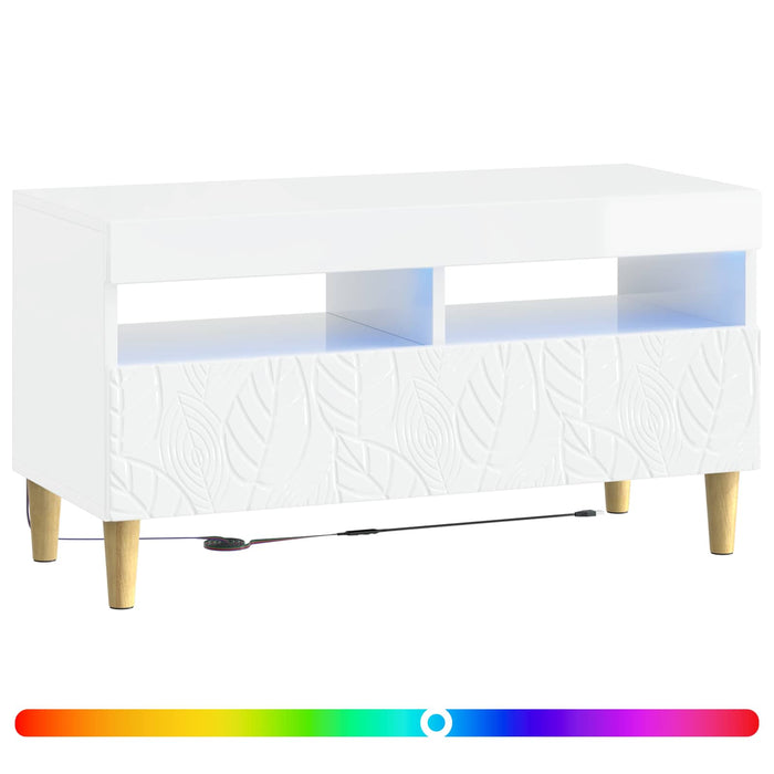 Cabinet TV cu LED Alb foarte lucios Lemn prelucrat WALTI