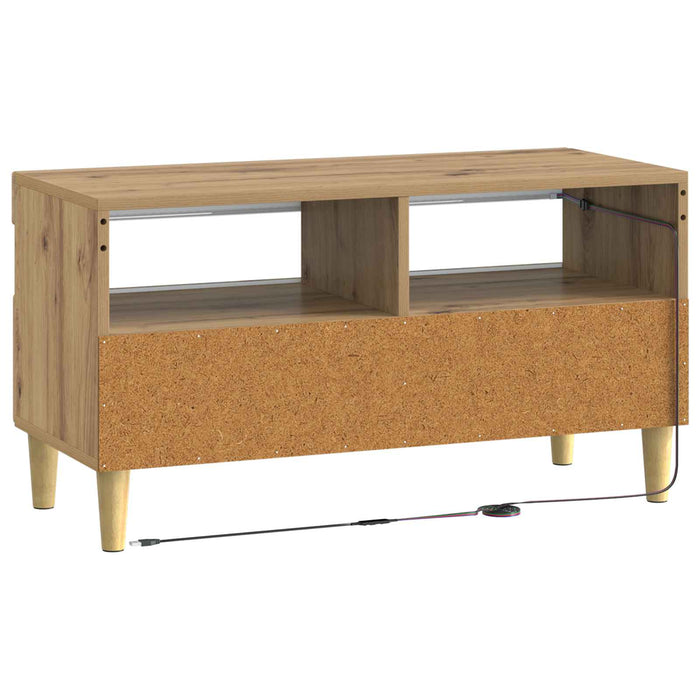 Cabinet TV cu LED Stejar Artizanal Lemn prelucrat WALTI