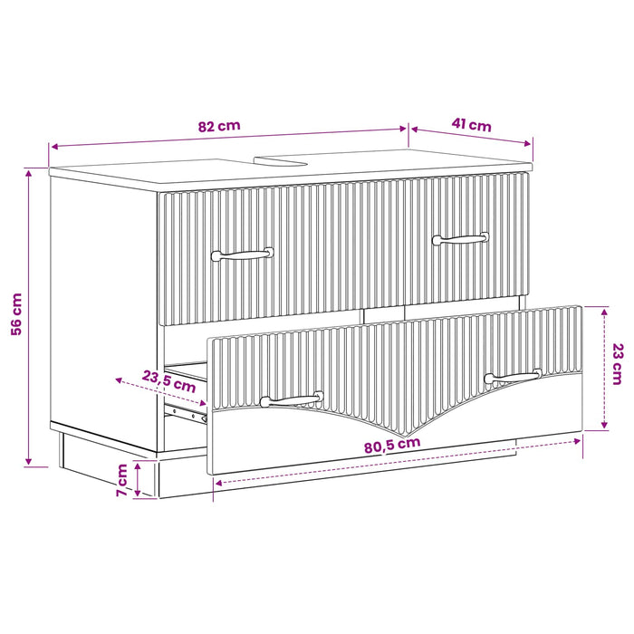 Dulap pentru Chiuveta de Baie HOORN Sonoma gri 82 x 41 x 56 cm WALTI