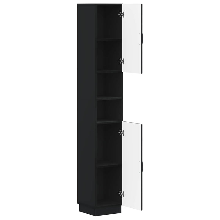 Cabinet de Baie cu Raft Deschis HOORN Negru 30 x 31 x 187 cm WALTI
