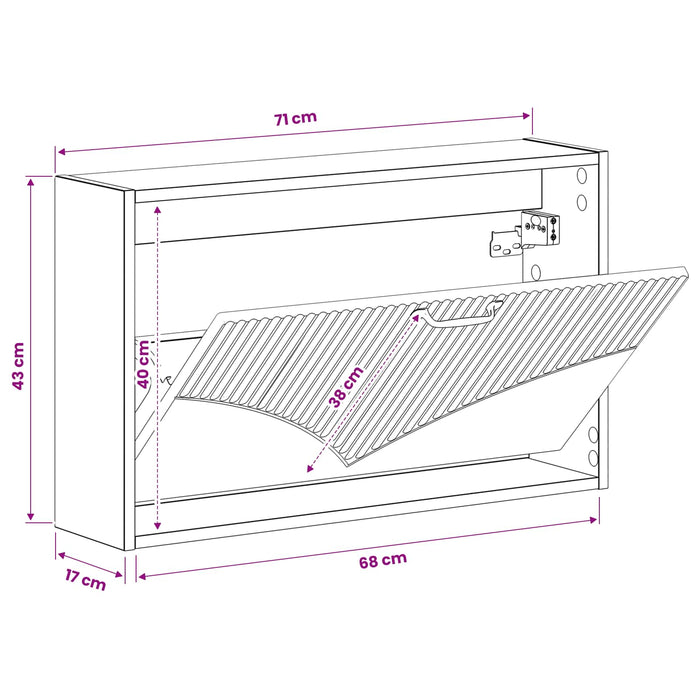 Dulap pentru pantofi montat pe perete HOORN 71 x 17 x 43 cm WALTI
