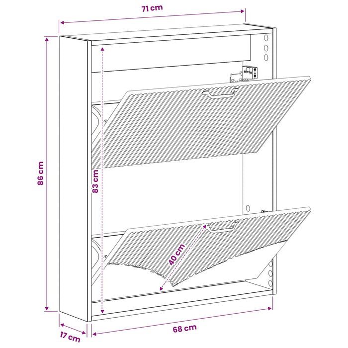 Dulap pentru pantofi montat pe perete HOORN 71 x 17 x 86 cm WALTI