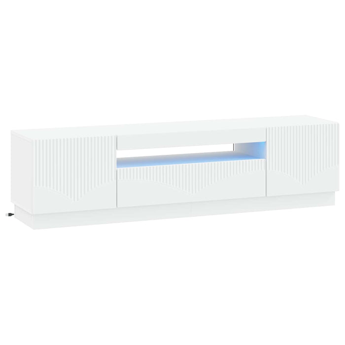 Cabinet TV cu LED Alb Lemn prelucrat WALTI
