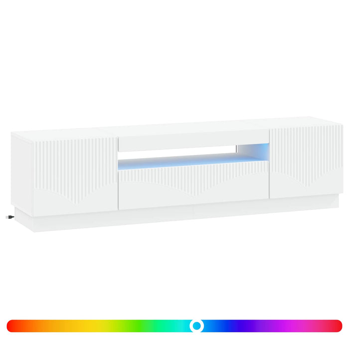 Cabinet TV cu LED Alb Lemn prelucrat WALTI