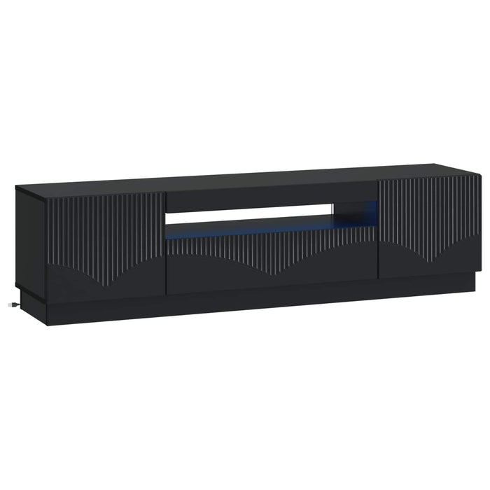Cabinet TV cu LED Negru Lemn prelucrat WALTI