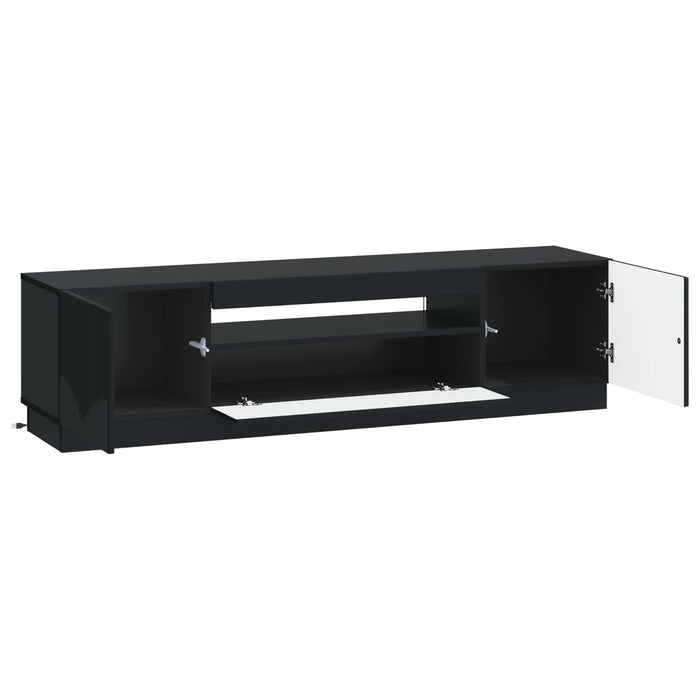 Cabinet TV cu LED Negru Lemn prelucrat WALTI
