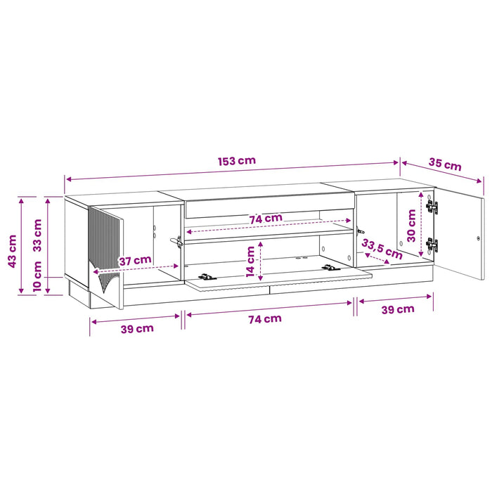 Cabinet TV cu LED Negru Lemn prelucrat WALTI