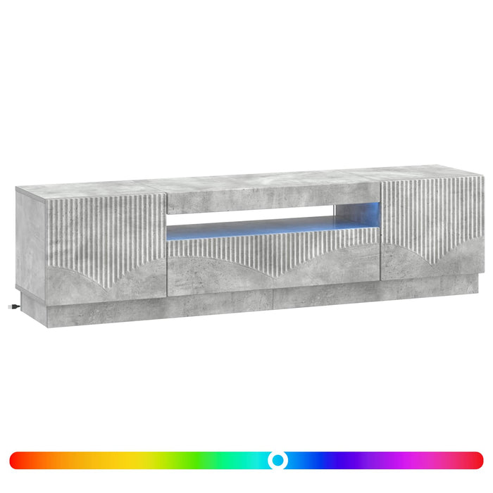 Cabinet TV cu LED Gri Beton Lemn prelucrat WALTI