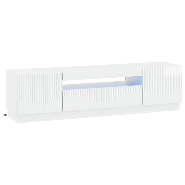 Cabinet TV cu LED Alb foarte lucios Lemn prelucrat WALTI