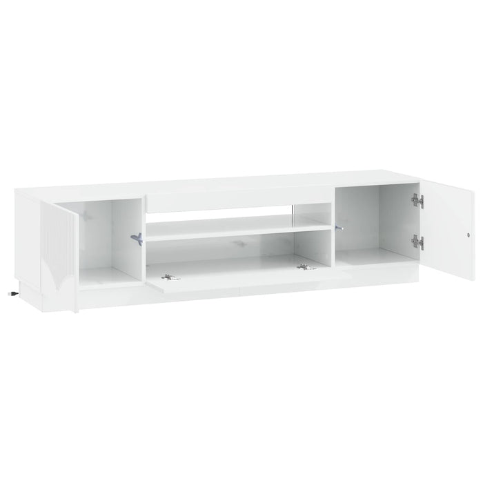 Cabinet TV cu LED Alb foarte lucios Lemn prelucrat WALTI