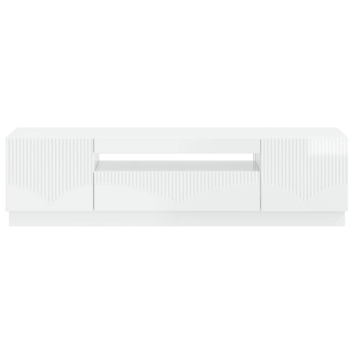 Cabinet TV cu LED Alb foarte lucios Lemn prelucrat WALTI