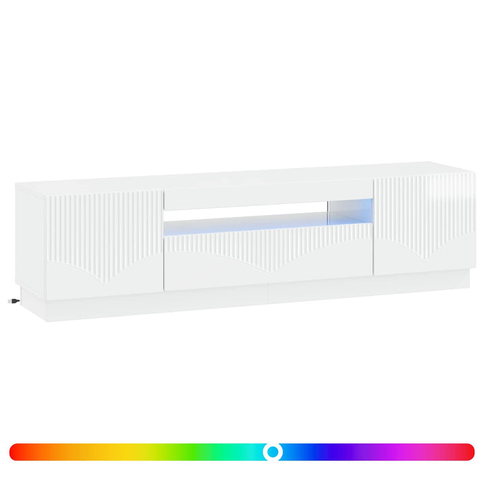 Cabinet TV cu LED Alb foarte lucios Lemn prelucrat WALTI