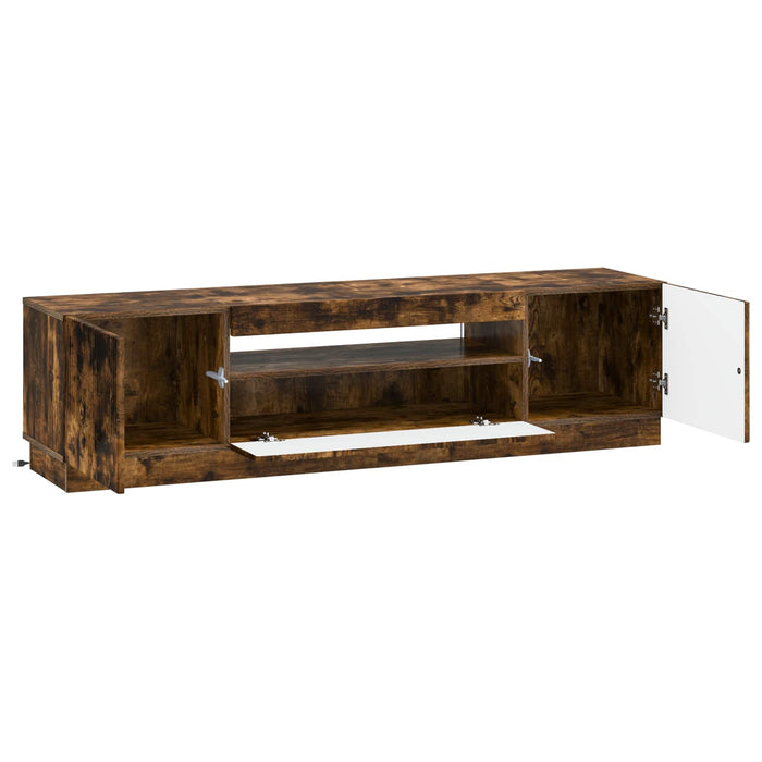 Cabinet TV cu LED Stejar fumuriu Lemn prelucrat WALTI