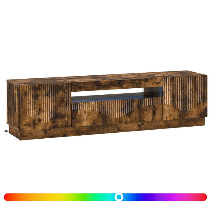 Cabinet TV cu LED Stejar fumuriu Lemn prelucrat WALTI