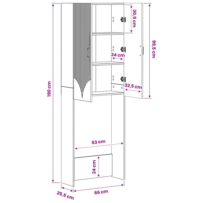 Dulap pentru toaletă HOORN Stejar Artizanal 66 x 25,5 x 190 cm WALTI