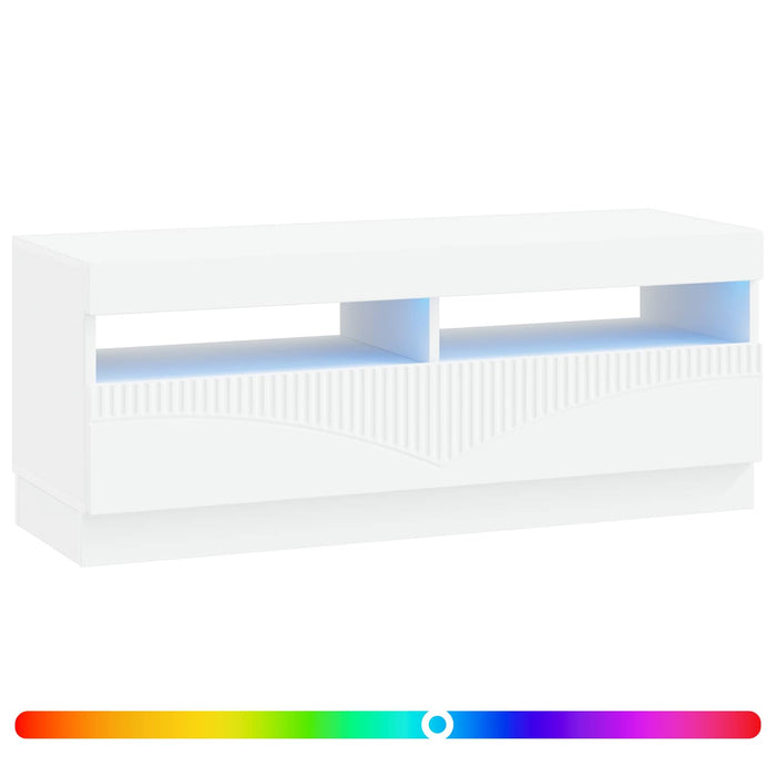 Cabinet TV cu LED Alb Lemn prelucrat WALTI