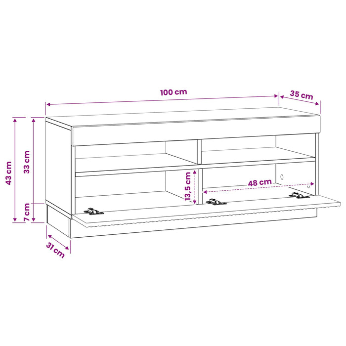 Cabinet TV cu LED Negru Lemn prelucrat WALTI