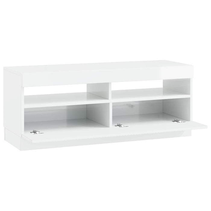 Cabinet TV cu LED Alb foarte lucios Lemn prelucrat WALTI