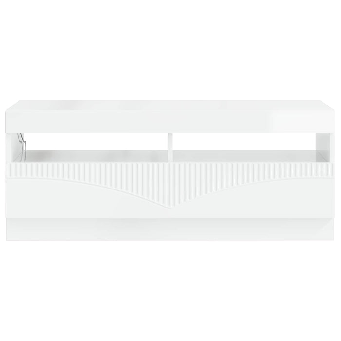 Cabinet TV cu LED Alb foarte lucios Lemn prelucrat WALTI