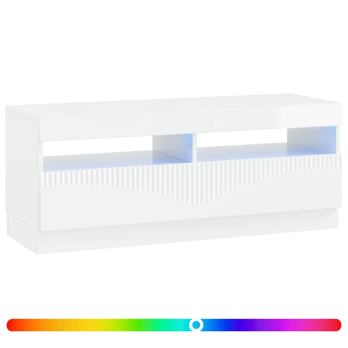 Cabinet TV cu LED Alb foarte lucios Lemn prelucrat WALTI