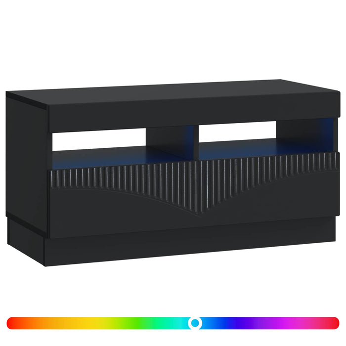 Cabinet TV cu LED Negru Lemn prelucrat WALTI