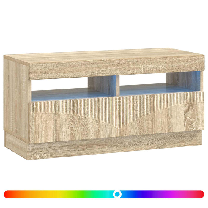 Cabinet TV cu LED Stejar Sonoma Lemn prelucrat WALTI