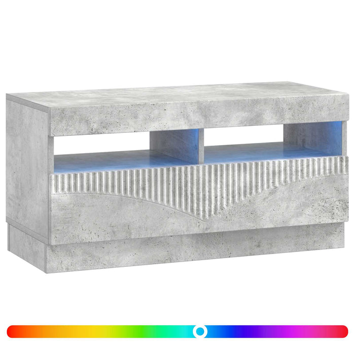 Cabinet TV cu LED Gri Beton Lemn prelucrat WALTI